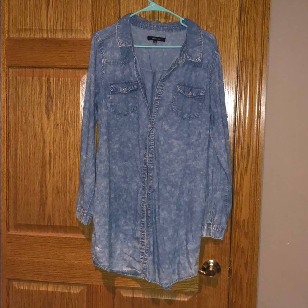Long denim flannel
